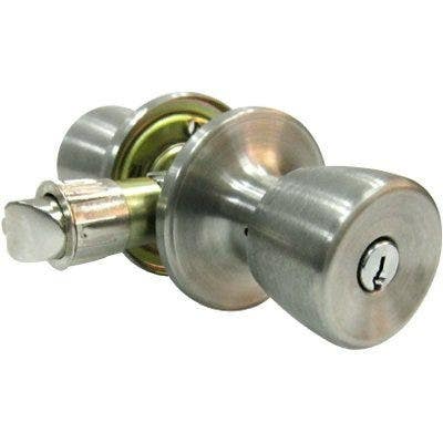 TruGuard TS600B-MH KA2 Mobile Home Entry Lockset, Tulip-Style Knob, Stainless Steel