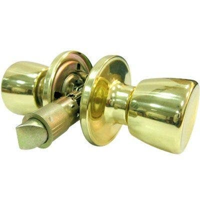 TruGuard TS730B-MH Tulip-Style Knob Mobile Home Passage Lockset, Polished Brass