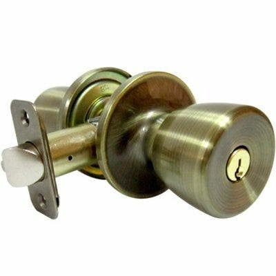 TruGuard TS800B KA3 Entry Lockset, Medium Tulip-Style Knob, Antique Brass