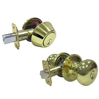 TruGuard BF7L1B KA3 Mushroom Combo Lock Pack, Polished Brass
