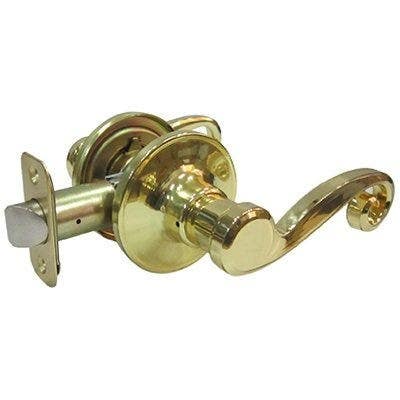 TruGuard L6703BZ Hall/Closet Reversible Scroll Lever Passage Lockset, Polished Brass