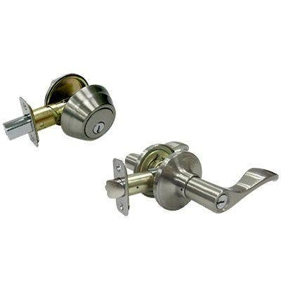 TruGuard MYEX2B71B KA2 Naples Entry Lever Combo Lock Pack, Satin Nickel