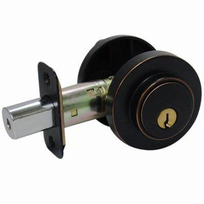 TruGuard DA1X71 KA2 Contemporary Round Deadbolt, Aged Bronze