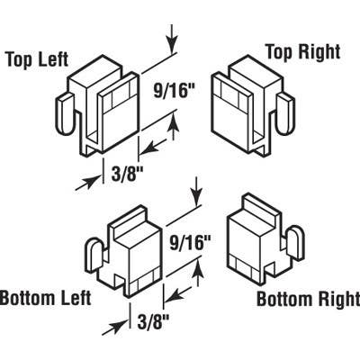 Prime Line G 3078 Window Corner Guide Set, Black, Plastic, 4-Pk.