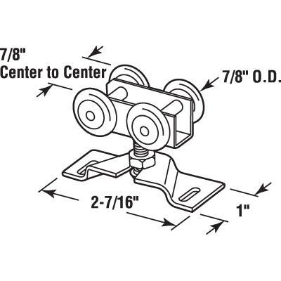 Prime Line N 7449 Bi-Fold Door 4 Roller Assembly, Steel Bracket, 2-Pk.