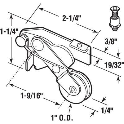 Prime Line B 641 Sliding Screen Door Spring-Loaded Roller Assembly, 1 In. High Density