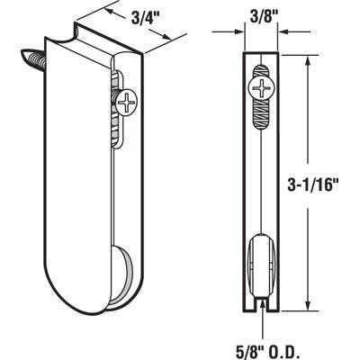Prime Line B 668 Screen Door Roller Assembly, Nylon, 5/8 In., 2-Pk.