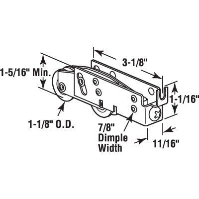 Prime Line D 1981 1-1/8 In. Steel Ball Bearing, Sliding Door Tandem Roller Assembly