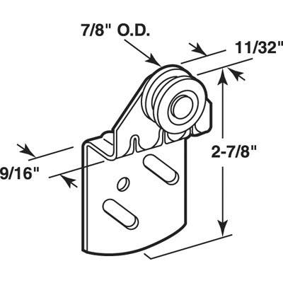 Prime Line N 6718 Offset Sliding Wardrobe Back Door Roller Assembly, 9/16 In., 2-Pk.