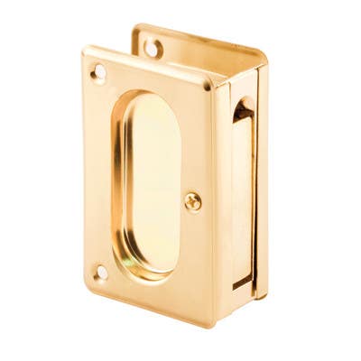 Prime Line N 7361 Pocket Door Passage Pull, Polished Brass, 3-3/4 In.