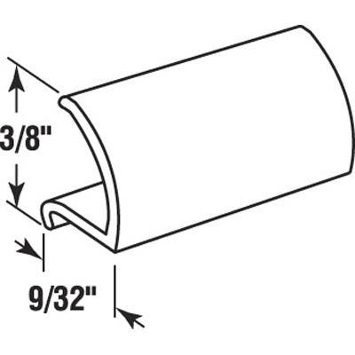Prime Line P 787 Glass Retainer, Snap-In, Rigid Vinyl, 9/32 x 3/8 x 72 In.