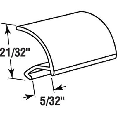 Prime Line P 7851 Glass Retainer, Snap-In, Rigid White Vinyl, 5/32 x 21/32 x 72 In.