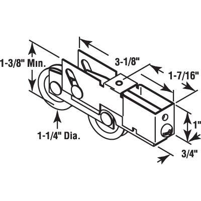 Prime Line D 1808 Sliding Door Tandem Roller Assembly, Steel Ball Bearings, 1-1/4 In.