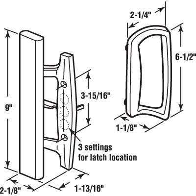 Prime Line C 1204 Sliding Glass Door Handle Set, Diecast White, Wood Handle, Mortise, 3-15/16 In.