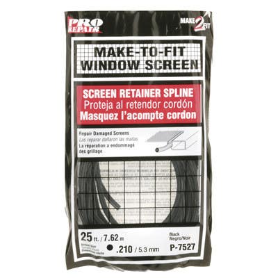 Prime Line P 752 Screen Retainer Spline, Black, 25-Ft.