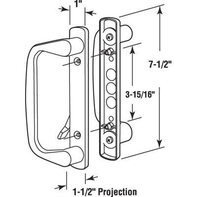 Prime Line C 1178 Patio door Mortise Style handle, Diecast, White