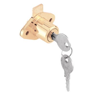 Prime Line U 9947 7/8 In. Brass Plated Drawer/ Cabinet Lock