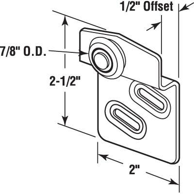 Prime Line N 6668 Wardrobe Door Roller, Back Panel, 7/8 inch convex nylon roller, 2-Pk.