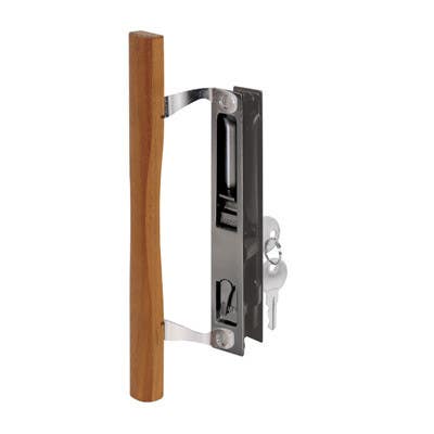 Prime Line C 1032 Sliding Glass Door Handle Set, Diecast and Wood, Hook Style, 6-5/8 In.