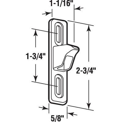Prime Line E 2082 Sliding Patio Door Keeper, Chrome Plated Diecast, with Projection