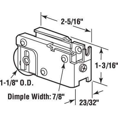 Prime Line D 1527 Patio Door Roller Assembly, C-Tab Steel Ball Bearing, 1-1/8 In.