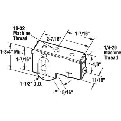 Prime Line D 1537 Patio Door Roller Assembly, Fleetwood Doors, 1-1/2 In. Steel Ball Bearing,