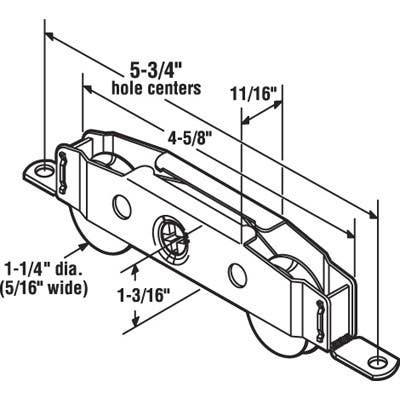 Prime Line D 1607 Tandem 1-1/4 inch Steel Roller Assembly, Unique Housing, Adjustable