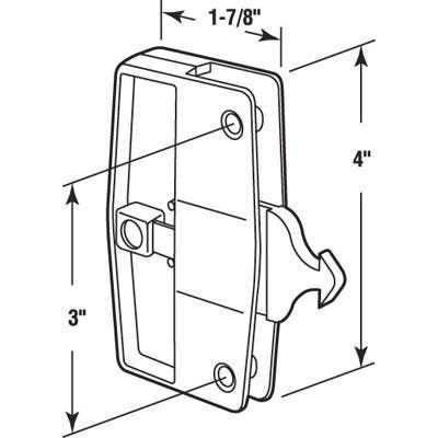 Prime Line A 165 Sliding screen door handle & latch, Black plastic, nite lock, steel latch