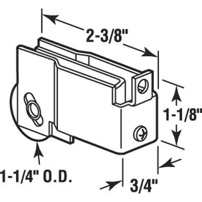 Prime Line D 1515 Sliding Door Roller Assembly, 1-1/4 In. Steel Ball Bearing Roller
