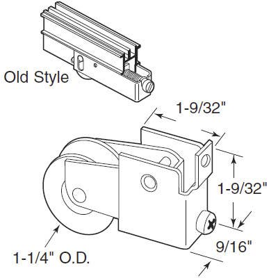 Prime Line D 1509 Sliding Glass Door Roller Assembly, F-Tab Steel Ball Bearing Roller, 1-1/4 In.