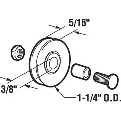 Prime Line B 555 Sliding Screen Door Bottom Roller, 1.25 In. Nylon Wheel, Adjustable, 2-Pk.