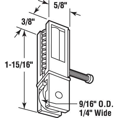 Prime Line B 544 Sliding Screen Door Bottom Roller Assemblies, Hilite, 2-Pk.
