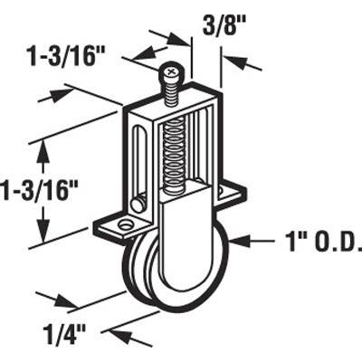 Prime Line B 530 Nylon Spring-Loaded Sliding Screen Door Rollers, Fits Columbia Doors, 1 In.