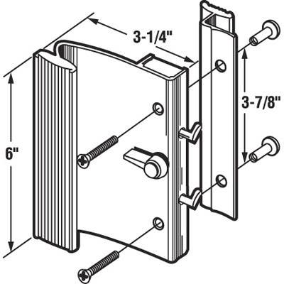 Prime Line C 1014 Ador/HiLite Sliding Patio Door Handle, Diecast, Surface Mount