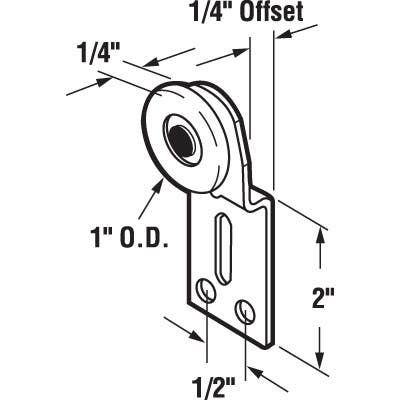 Prime Line N 6512 Wardrobe Door Front Roller Assembly, Convex Nylon Roller, 1 In., 2-Pk.