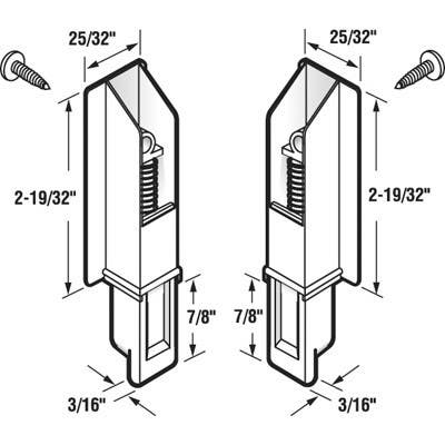 Prime Line N 6559 Sliding Panel Door Bottom Guides, White Plastic, 2-Pk.