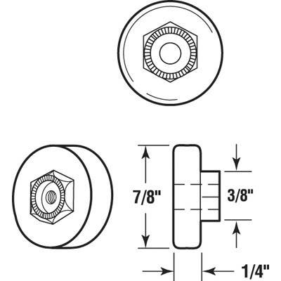 Prime Line M 6003 Tub Enclosure Roller, Flat Wheel, 7/8 inch Diameter, Ball Bearing, 2-Pk.