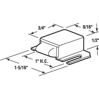 Prime Line M 6014 Shower Door Catch, Stainless Steel with Plastic Tip, 1/2 x 1-5/16 In.