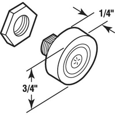 Prime Line M 6031 Flat Tub Enclosure Roller, 3/4 In., 2-Pk.