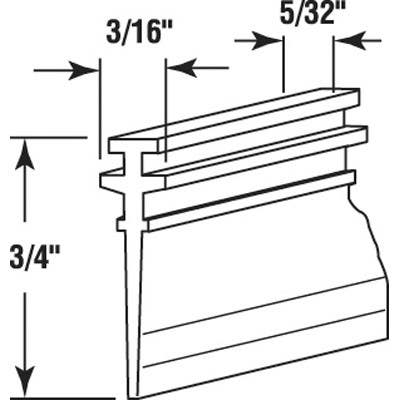 Prime Line M 6040 Shower Door Bottom Sweep, Double Tee Insert shape, 3/4 In., 36 In.