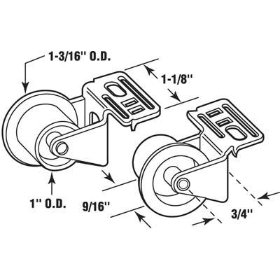 Prime Line R 7147 Front Drawer Guide Rollers, 1 In., 2-Pk.