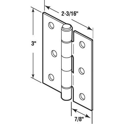 Prime Line K 5142 Screen & Storm Door Hinge, Stamped Aluminum, 2-Pk.