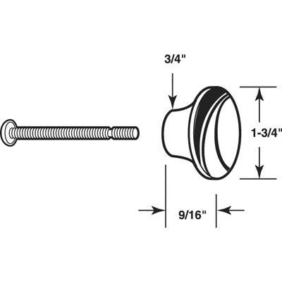 Prime Line N 6755 Bi-Fold Door Pull Knobs, Brass Plated, 1-3/4 In. OD, 2-Pk.
