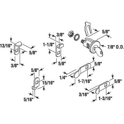 Prime Line S 4140C Mailbox Replacement Lock Assortment With 5 Cams & 2 Keys, Nickel Finish