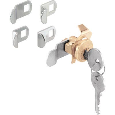 Prime Line S 4634C Mailbox Replacement Lock Assortment With 5 Cams & 2 Keys, Brass Finish