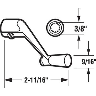 Prime Line H 3533 Casement Window Operator Crank Handle, Aluminum, 3/8 In.