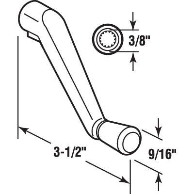 Prime Line H 3685 Awning Operator Crank Handle, 3/8 In. Spline, Gray