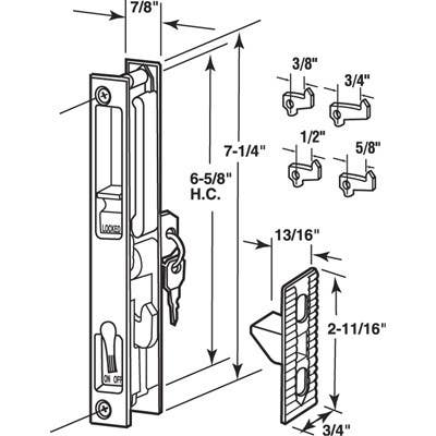 Prime Line C 1033 Keyed Sliding Door Flush Handle Set, Black Diecast