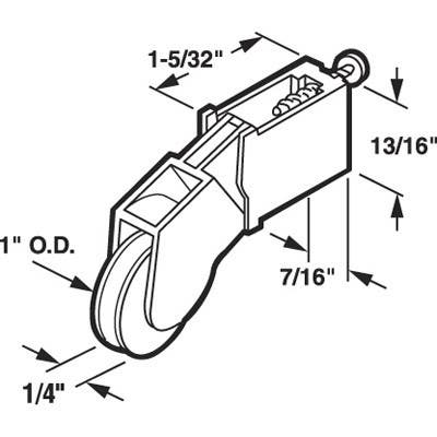 Prime Line B 645 Polyethylene Ball Bearing Roller, Sliding Screen Door Rocker Sty, 1 In., 2-Pk.