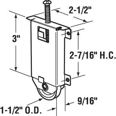 Prime Line N 6630 Adjustable Mirror Door Roller Assembly, Monarch Mirror, Stamped Steel